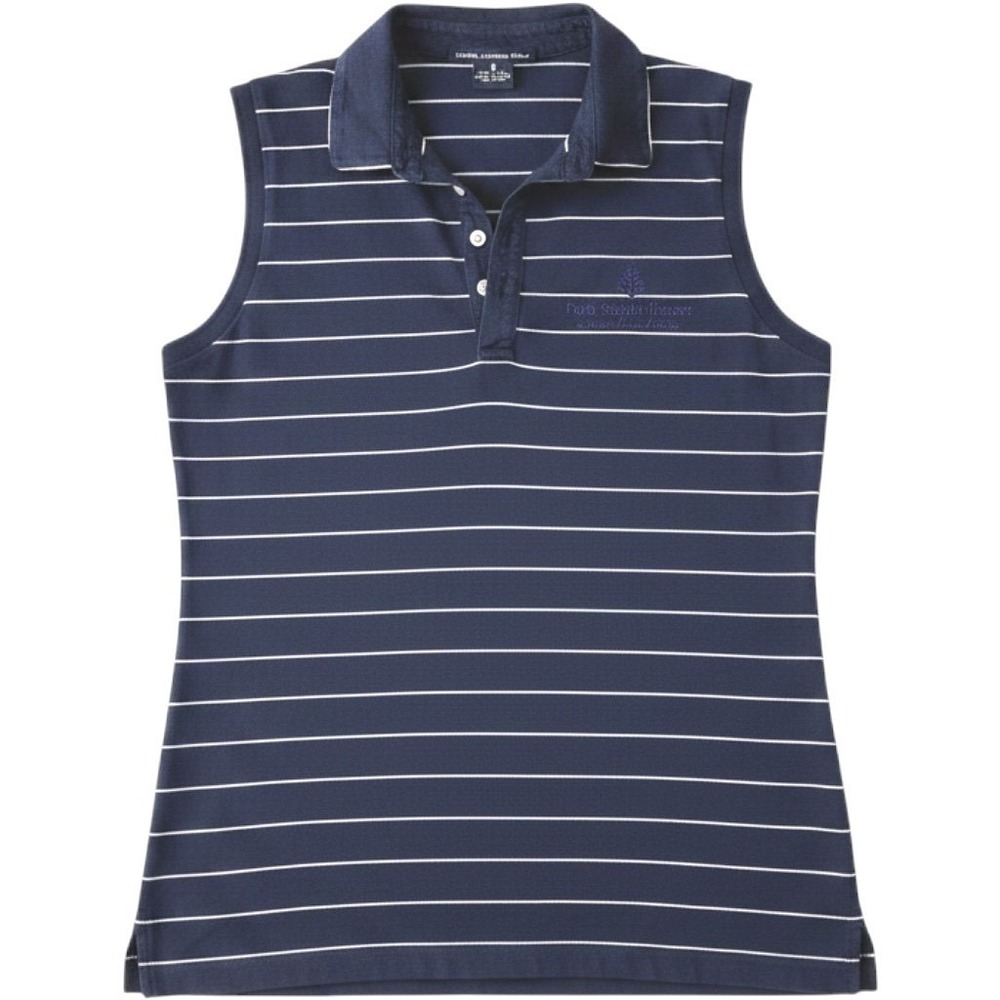 Ralph Lauren Women's Golf Polo Shirt Sleeveless Blue White Striped - Medium